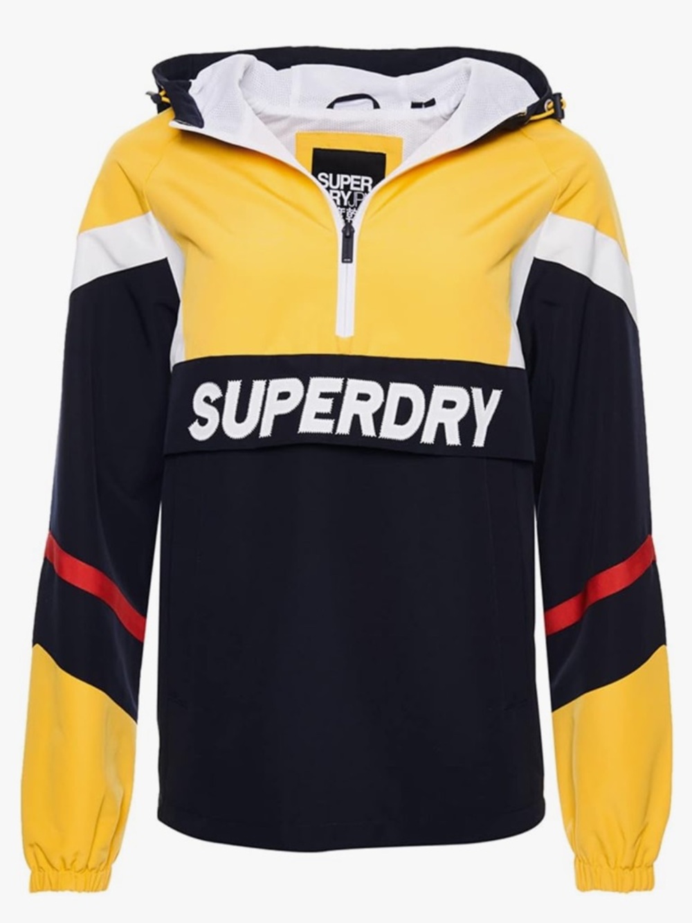 Superdry Women’s Navy, Yellow & White Hooded Windbreaker with Red Accents NWT - Picture 7 of 7